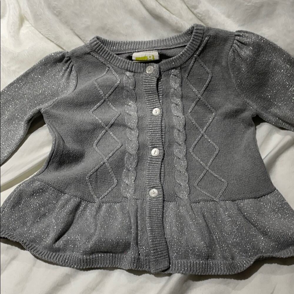 Crazy 8 2t or 5t silver peplum sweater worn once sparkle holiday Christmas euc